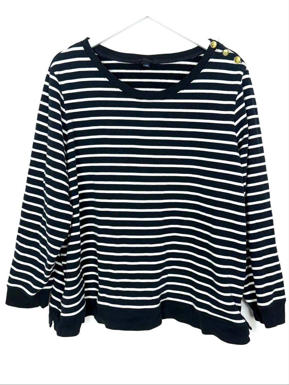 Lands’ End Striped Button Top